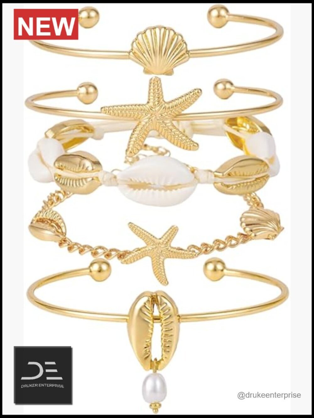 Shell Bracelet Set Boho Beaded Stretch Bracelets for Women Summer Beach